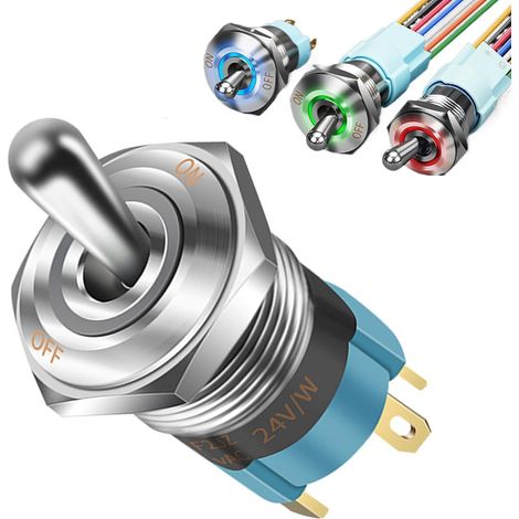 Interrupteur à bascule étanche - 12 V - Interrupteur à bascule marche/arrêt - Pour marine, automobile, véhicule tout-terrain, SUV, camping-car et électricien (1/5)