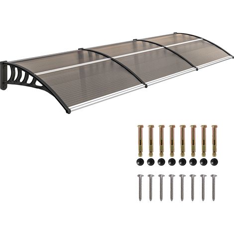 Toldo, paneles de policarbonato, protección contra la intemperie, color marrón. (1/2)