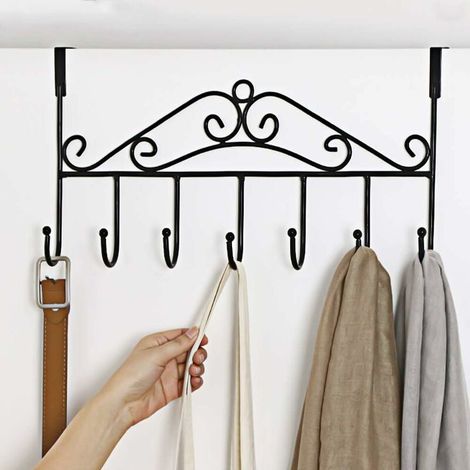 royaluxe - Accroche-porte avec 7 crochets, crochet porte-serviettes en métal sur la porte, organisateurs décoratifs de porte, support de rangement suspendu pour chapeau, manteaux, sacs à main, écharpe (1/5)