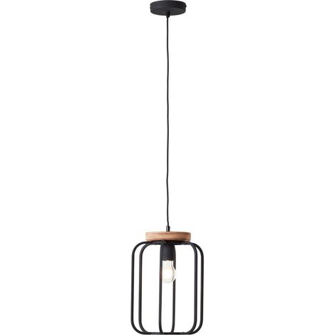 BRILLIANT Lampe, Tosh Pendelleuchte 25cm antik holz/schwarz korund, 1x A60, E27, 40W, Holz aus nachhaltiger Waldwirtschaft (FSC) (1/4)