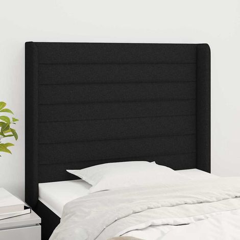 vidaXL Cabecero con orejas de tela negro 83x16x118/128 cm (1/5)