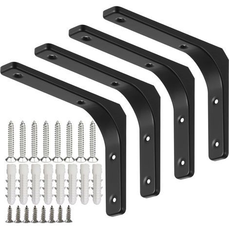Supports de cadre mural en acier laminé à froid – 4 jeux de supports noirs, 200 x 150 mm – capacité de charge 70 kg (1/5)