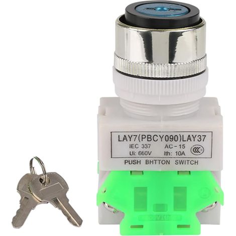 Interrupteur Rotatif à clé à 3 Positions, 2 Touches, Montage de 22 Mm, LAY37-20Y/31, 100% Neuf et de Haute qualité., Il s'agit d'un Interrupteur Rotatif à 3 Positions, 2NO (normal (1/5)