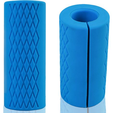 Lot de 2 poignées pour haltères, poignées pour barre d'haltères, adaptateur pour barre épaisse, poignées larges, poignées pour barre de musculation - couleur bleue (1/5)