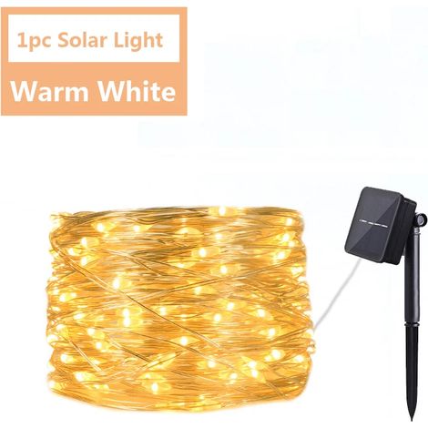 Guirlande lumineuse féérique LED (7 m, 50 LED, 1 LED blanc chaud) étanche, à énergie solaire, idéale pour décorer un sapin de Noël ou un jardin. Compatible avec les décorations de jardin et d'arbre. (1/5)