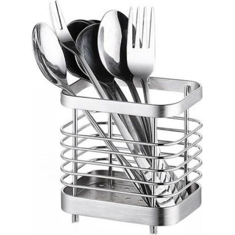 Porte-couverts en acier inoxydable, égouttoir de cuisine argenté – (1/5)