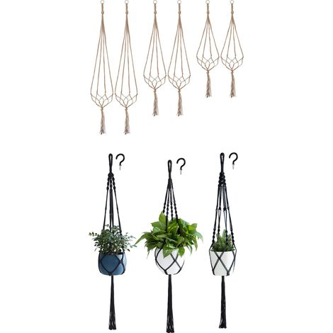 Sollbry 6PC Pot Suspendu,Support Pots Suspendu pour Fleur,Suspension Plante Corde de Coton Pot Suspendu Plante Porte Décoration du Jardin Intérieur (1/5)