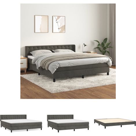 Boxspringbett mit Matratze，Schlafzimmerbett，Polsterbett，Hotellbett Dunkelgrau 160x200 cm Samt DXJT411177 MaisonChic (1/5)
