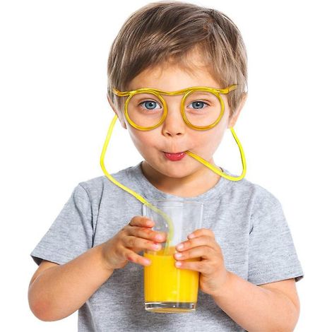 9 Pices Nouveaut Lunettes Paille Rutilisables,fte Amusante Paille Boire,pailles Amusantes En Forme De Boucle Et Cur,souple Pailles Boucles Pour (1/5)