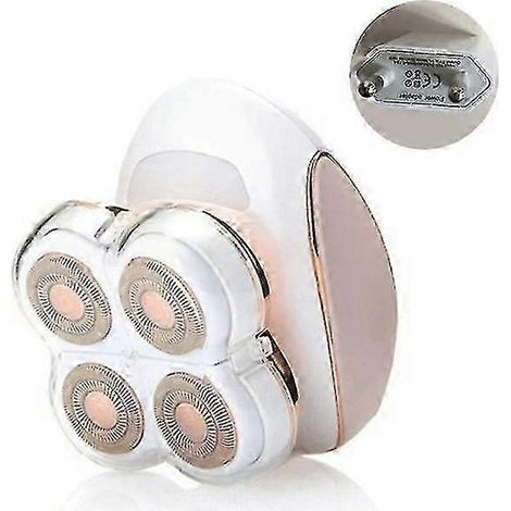 Épilateur/rasoir rechargeable à 4 têtes, utilisable sur peau sèche ou humide, étanche (1/5)