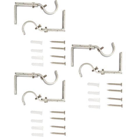 6 supports de tringle à rideau réglables argent, porte-rideau pour tige romaine, adapté à divers styles et épaisseurs de rideaux (1/5)