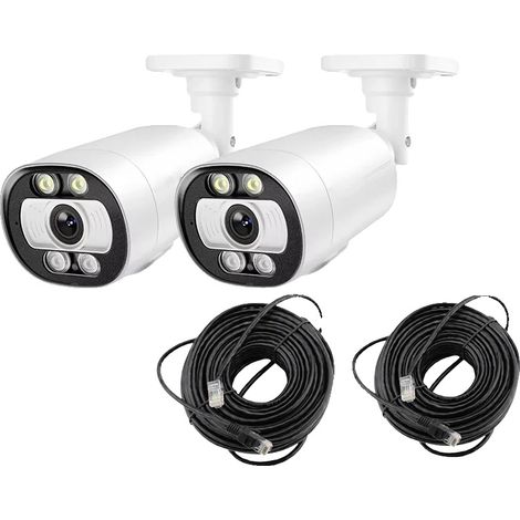 Cámara IP PoE, detección de personas, audio bidireccional, 2 unidades de 5 MP (cable incluido), enchufe europeo, 3,6 mm (1/2)