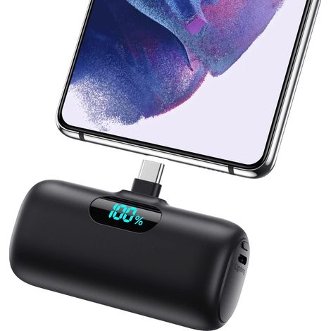 Batterie Externe USB C 5000mAh 15W 3.0A Chargeur Portable Mini Power Bank Écran LCD Compatible avec 17/16/15 24/23/22 Note USB C (1/5)