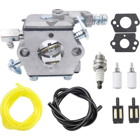Carburateur de rechange 640347A pour Tecumseh 640347 640347A TC200 TC300 TM049XA Tondeuse à glace à 2 temps Moteur vertical avec joint de conduite de carburant Bougie d'allumage
