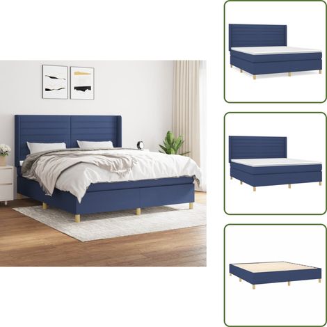 Boxspringbett mit Matratze Blau 160x200 cm Stoff - Boxspringbett - Doppelbett - Schlafraum - Blau - Bettenrahmen (1/5)