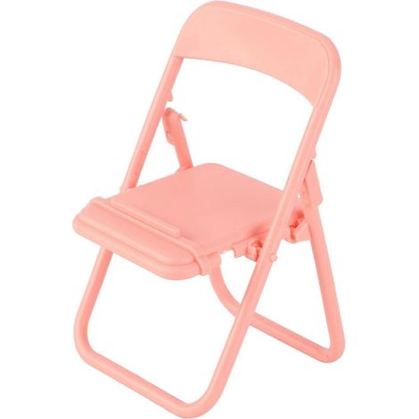 Niedlicher Stuhl-Handyhalter aus Kunststoff, faltbar, für Studentenwohnheime, Tischplatten, Rosa