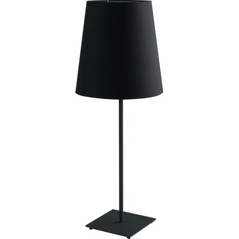 Fan Europe ELVIS Lámpara de mesa con pantalla redonda cónica negra, pantalla textil 24x63,5cm