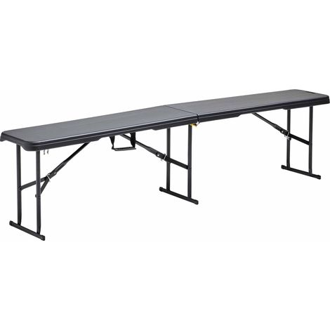 Rekkem – Banc pliant noir 3 places 180 cm – Structure acier époxy – Assise polyéthylène haute densité – Charge max 300 kg – Usage intérieur/extérieur (1/7)