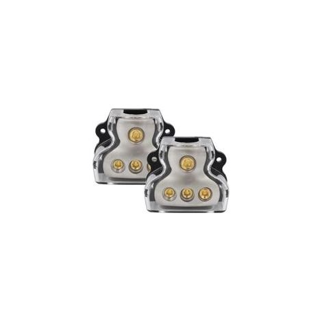 Bloc de distribution d'énergie à 3 voies - 1 x calibre 0 - 3 x calibre 4 - Distributeur de terre pour répartiteur audio de voiture (2 pièces) (1/5)