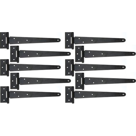 Penture anglaise noire – 294 x 46 mm avec charnière 90 x 40 mm – goupille rivetée pour fixation solide – Marque Alberts