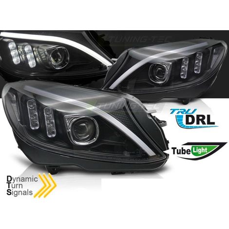 Paire de feux phares Mercedes Classe C W205 14-18 DRL LTI LED Noir-40639417