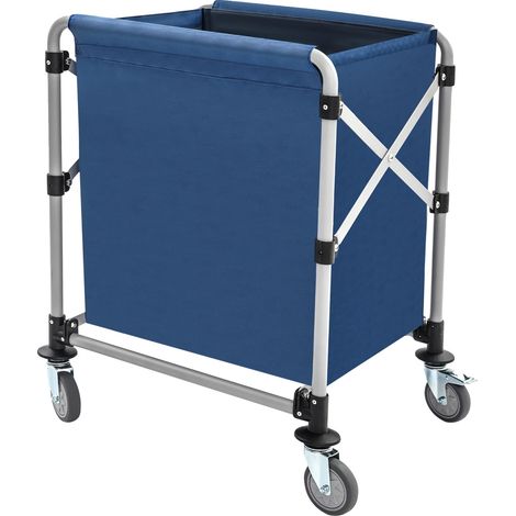 Carro de lavandería plegable, de gran capacidad de carga, azul. (1/2)