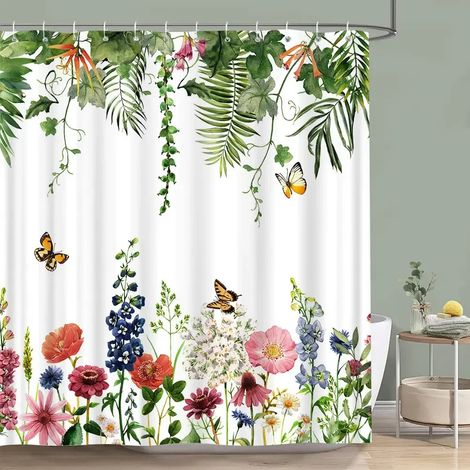 Filiyano-Rideau de douche vert sauge, motif botanique, feuilles d'eucalyptus, aquarelle, feuilles vertes, rideau de salle de bain fleuri, décoration