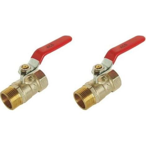 Lot de 2 Vannes à Bille Laiton CW617N 3/8" Mâle/Femelle, Double Joint Torique, pour Chauffage et Plomberie (1/5)