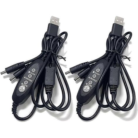 Lot de 2 contrôleurs de vitesse USB pour ventilateur, réglage de la puissance du vent sur 3 niveaux, câble de refroidissement pour vêtements, adaptateur et connecteur inclus. (1/5)