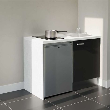 Kitchenette K08L-PT avec électroménager - 120 cm - plan stratifié, évier inox (1/5)