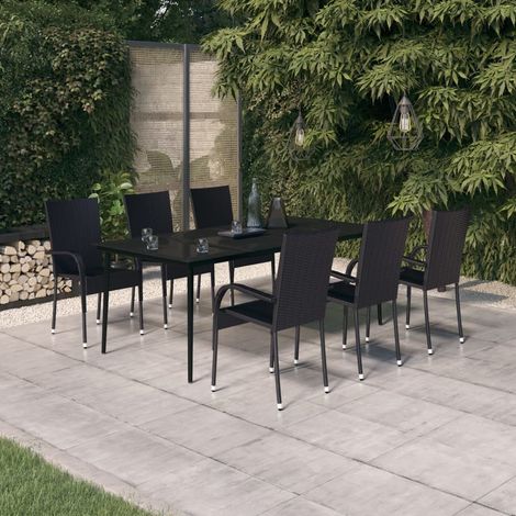 7-tlg. Garten-Essgruppe Schwarz (1/5)