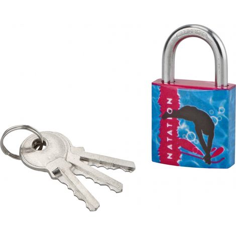 Lucchetto da nuoto Line Sport, acciaio, interno, arco in acciaio, 30mm, 3 chiavi - THIRARD
