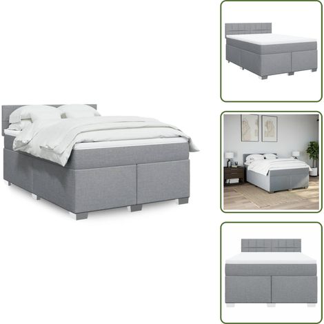 Colchón ensacado - vidaXL Cama box spring con colchón tela gris claro 140x190 cm - Cama de muelles