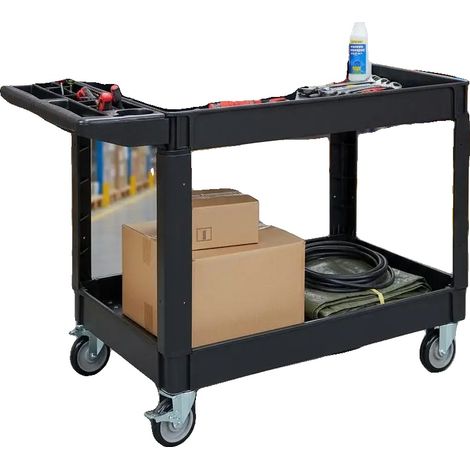 Carro de transporte utilitario, estructura de acero resistente, ruedas giratorias, color verde militar. (1/2)