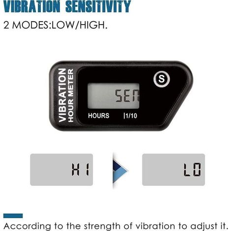 Compteur horaire sans fil auto-alimenté numérique, activation par vibration, minuterie de travail réinitialisable, arrêt du verrouillage de l'utilisateur, utilisation pour le(NOIR) (1/3)