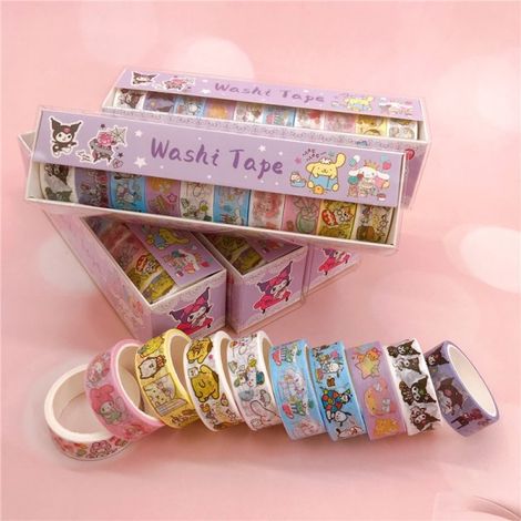 Lot de 10 rubans adhésifs décoratifs kawaii de 15 mm x 2 m à motifs de dessins animés (1/5)