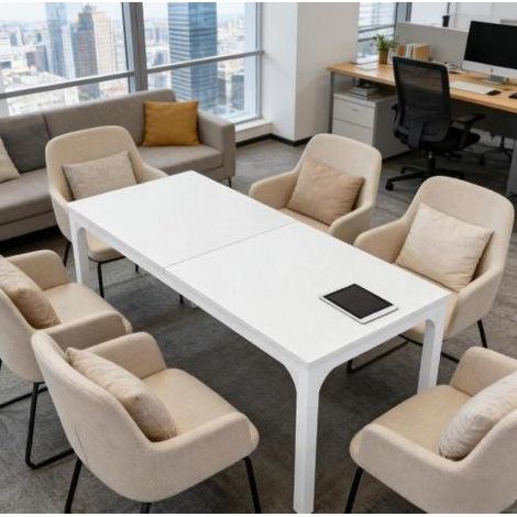 Tavolo da pranzo rettangolare 200 x 70 x 75 cm, bianco, struttura in metallo e MDF 25 mm HAVRYA (1/5)