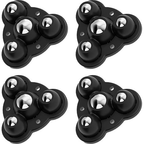 Lot de 4 Roulettes Pivotantes Autocollantes pour Meubles, Capacité Totale 150kg, Petites Roues à Coller en ABS et Acier Inoxydable pour Maison et Bureau, Noir (1/5)