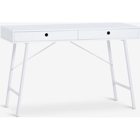 ORION91oficial®- Escritorio 120x48 cm  Color Blanco  2 Cajones con Freno - spaziOrion91