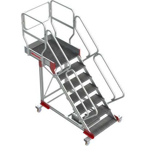 Escalera con plataforma y cuatro ruedas TRAMEX Altura hasta la plataforma 1,93 m SB-T-09 FARAONE (1/4)