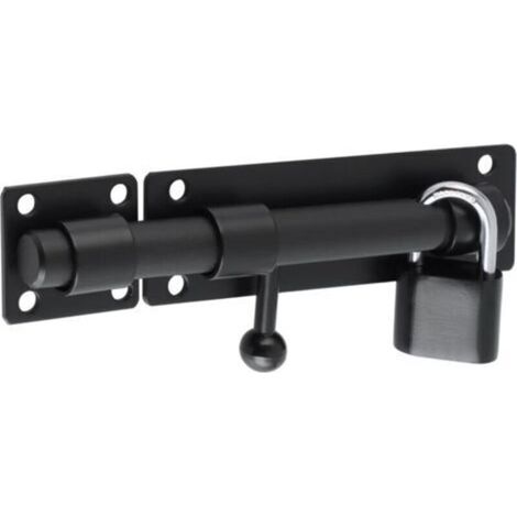 Loquet Porte Exterieur Verrou Porte Coulissante avec Cadenas et 4 Clés, Verrou Portail Robuste en Acier Inoxydable, 150MM Longueur, Noir Mat, EMST8060-B (1/4)