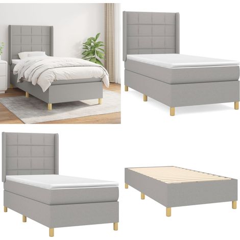 Boxspringbett mit Matratze Hellgrau 90x200 cm Stoff - Boxspringbett - Doppelbett - Bettenrahmen - Lattenrost - Matratze - Home & Living (1/5)
