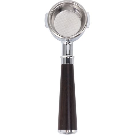 Portafiltro de aluminio de 58 mm sin fondo con filtro y mango de sándalo morado. (1/5)