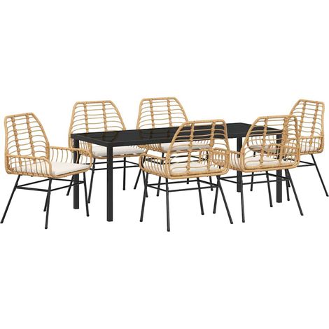 Maison Exclusive - Set da Pranzo per Giardino 7 pcs Marrone polyrattan