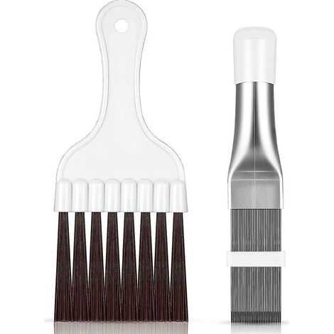 Pettine per aletta del condensatore del condizionatore d'aria da 2 pezzi, spazzola per la pulizia della bobina del frigorifero strumento di riparazione del radiatore dell'evaporatore in metallo (1/4)