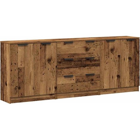 Sideboards 3 pcs Old Wood 60x30x70 cm Engineered Wood vidaXL