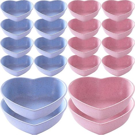 Lot de 20 bols à sauce en forme de cœur, en paille de blé, parfaits pour les fêtes.-7.9X6.5X2.9cm (1/3)