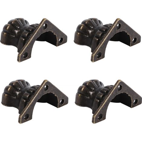 pièces de quincaillerie décorative en laiton antique pour coffre à bijoux ou boîte en bois, pieds et protections d'angle. (1/5)