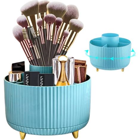 Organisateur de pinceaux de maquillage 360° à 5 niveaux, présentoir cosmétique bleu clair, 1 pièce (1/5)