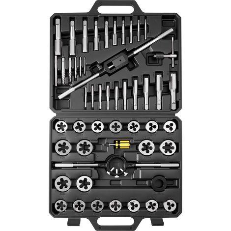 VEVOR Coffret de Tarauds et Filieres, 51 Pcs, Kit de Taraudage et Filetage Metriques M6 a M24, Filetage a Pas Gros et Fin, Tourne-a-gauche, Porte-filiere, Mallette de Rangement et Accessoires Complets